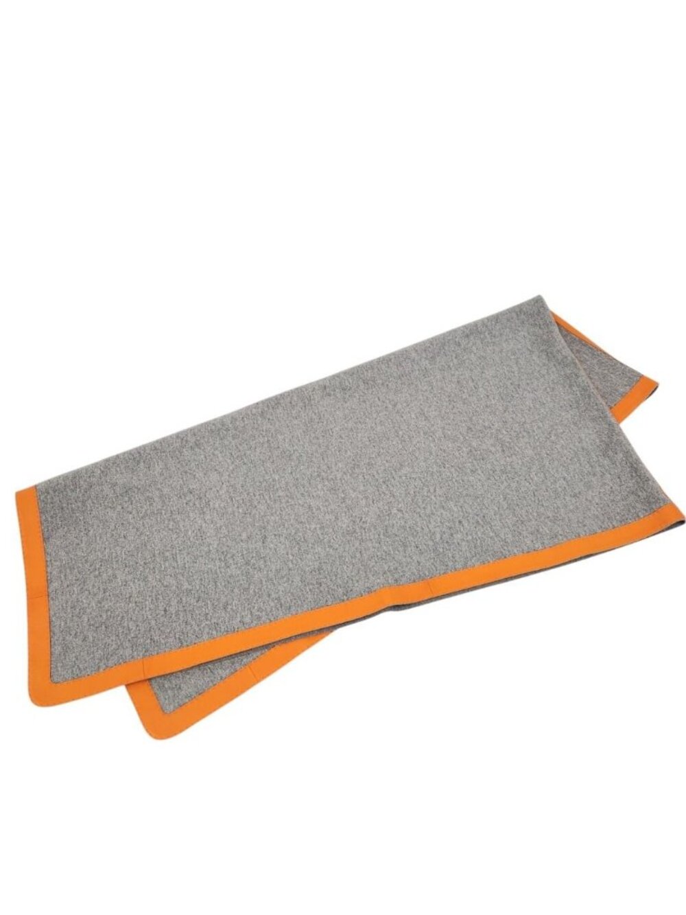 Hermes Cashmere Wool Trim Blanket Shawl Gray Orange Scarf